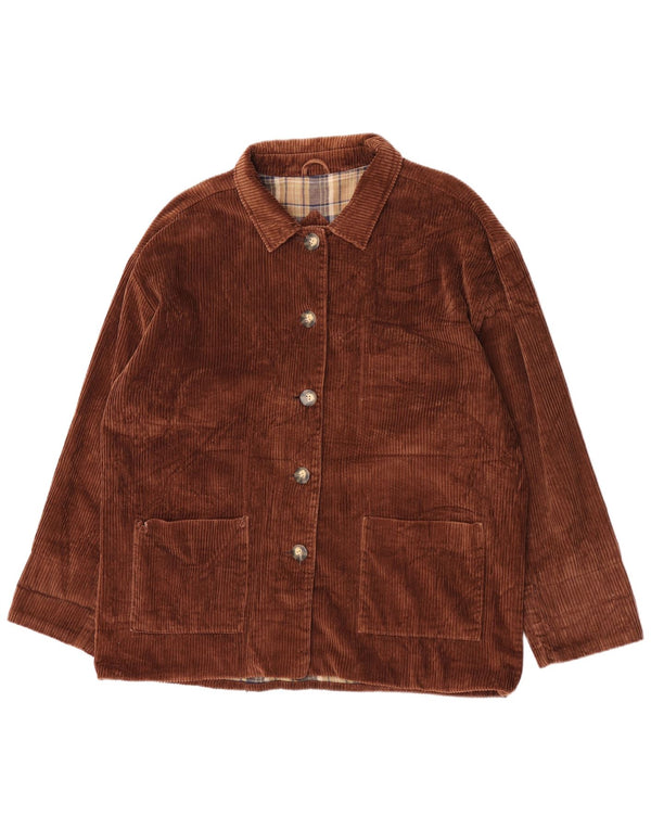 veste en velours côtelé surdimensionnée femme vintage UK 16 Grand coton brun