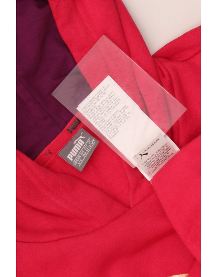 PUMA Sweat à capuche graphique pour fille 11-12 ans Rose en coton color block