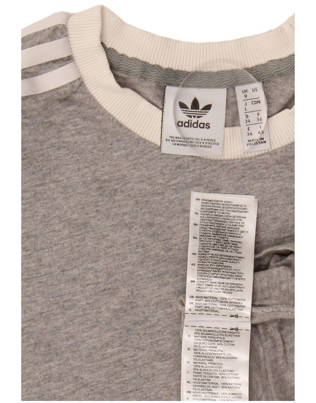 ADIDAS T-Shirt Femme UK 8 Petit Gris Moucheté Coton
