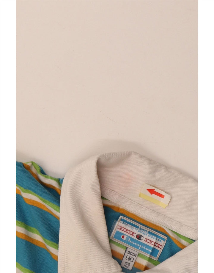 CHAMPION Polo Graphique Garçon 9-10 ans Coton Rayé Bleu Moyen