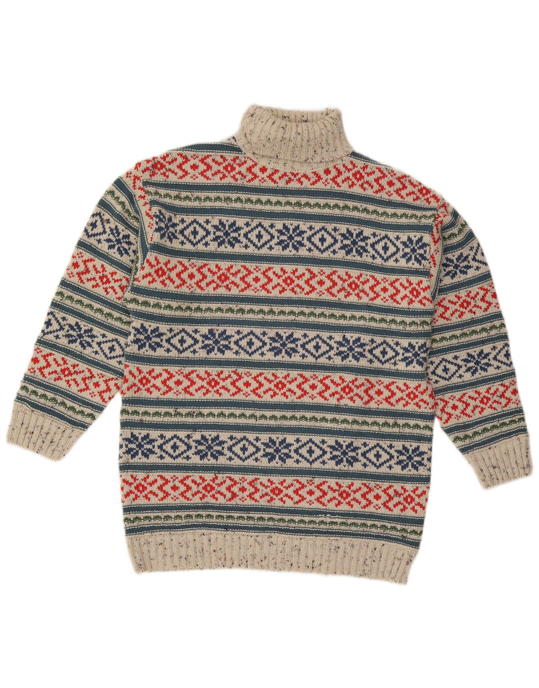 Trend Pull Col Roulé Homme Gris Moyen Fair Isle Acrylique