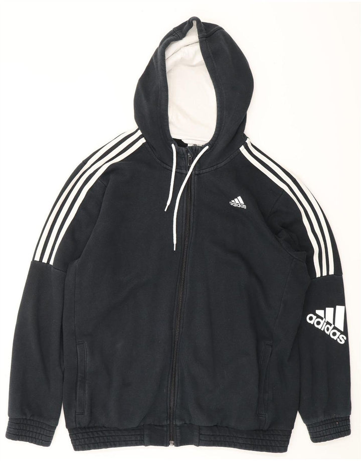 ADIDAS Pull à capuche zippé graphique pour homme XL en coton bleu marine