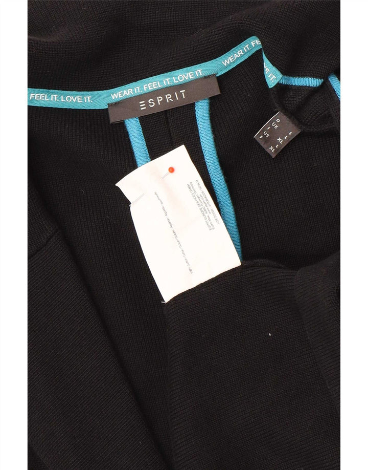 Esprit Veste blazer en tricot à 2 boutons pour femme UK 14 Large Noir Coton