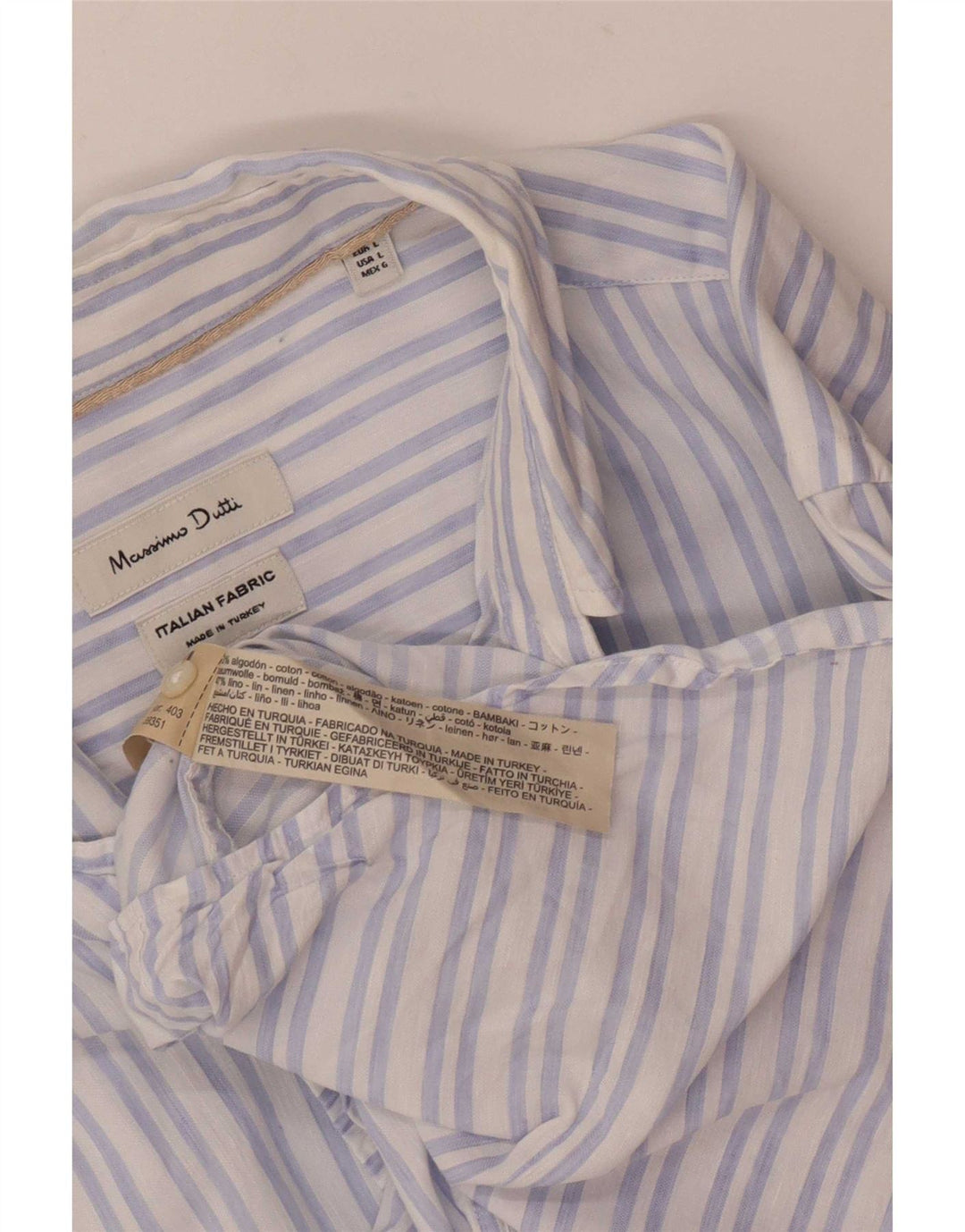 Massimo Dutti Chemise Homme Large Bleu Rayé Coton