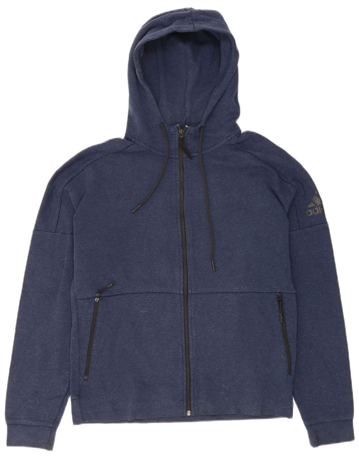 Adidas Pull à capuche zippé pour homme Bleu marine moucheté