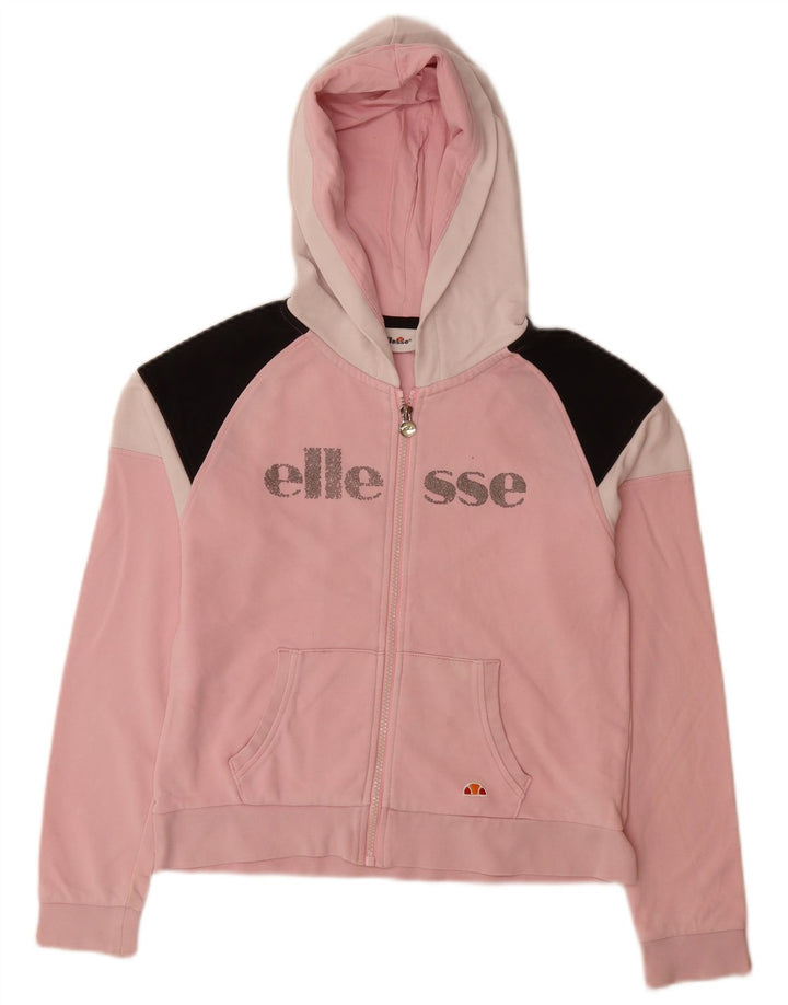ELLESSE Pull à capuche zippé graphique pour fille 11-12 ans Rose Colourblock