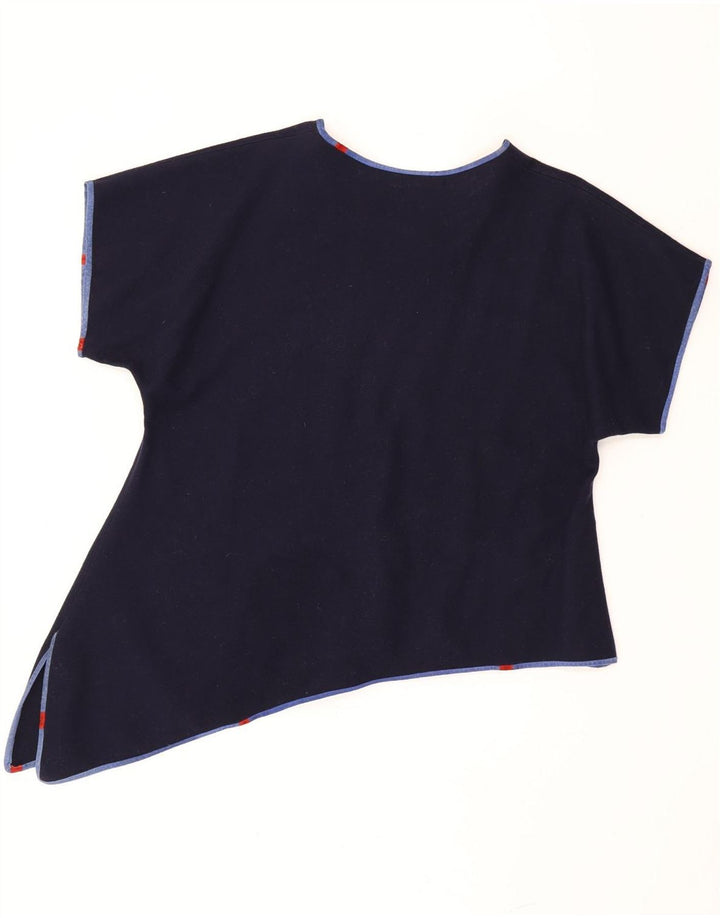 vintage Femmes Asymétrique Top UK 18 XL Bleu Marine
