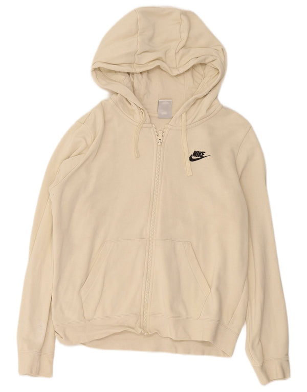 Nike Pull à capuche zippé pour femme UK 14 Coton beige moyen