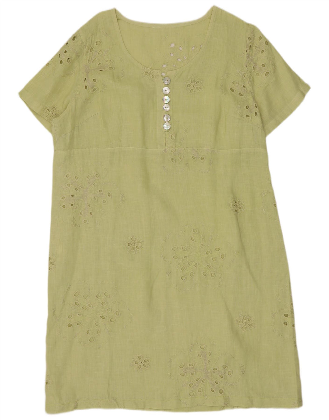 vintage Femmes Voir à travers Shift Robe UK 12 Lin vert moyen