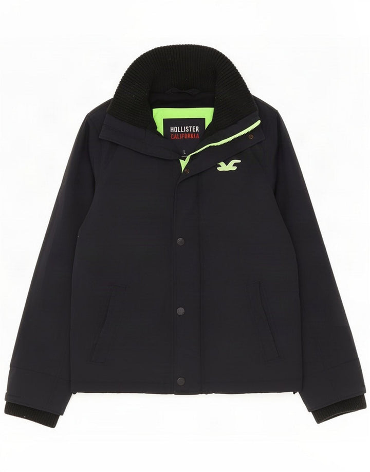 Veste coupe-vent Hollister pour homme UK 40 Large Bleu marine Polyester