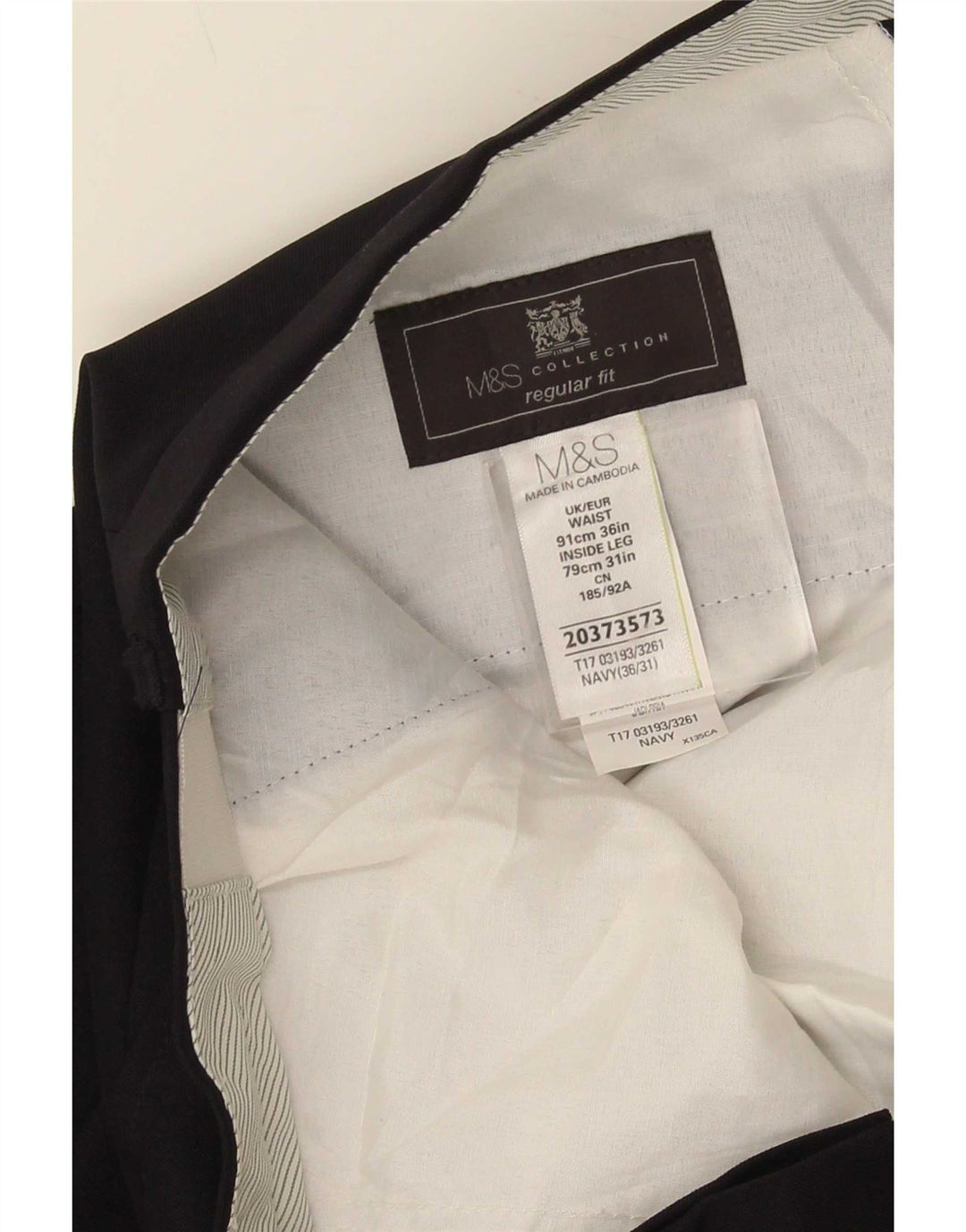 Marks & Spencer Pantalon de costume droit coupe droite pour homme W36 L31 Bleu marine