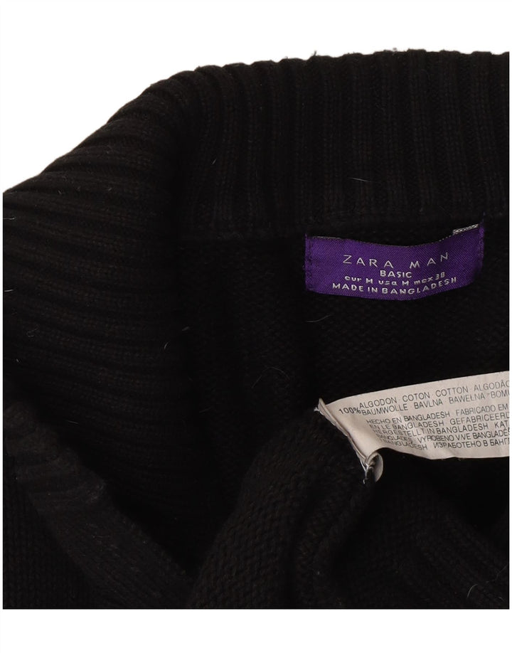 Zara Homme Cardigan Pull Moyen Noir Coton Classique