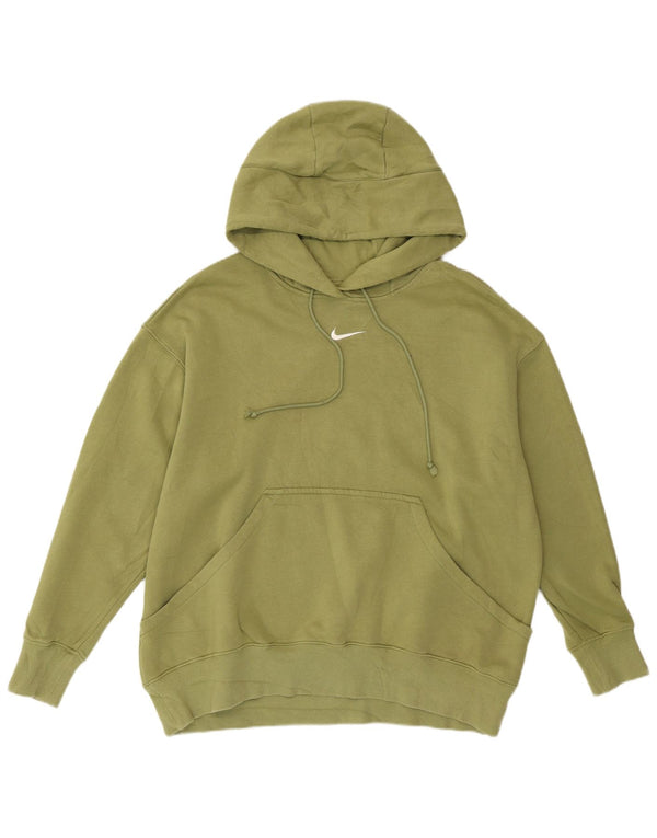 NIKE Pull à capuche surdimensionné pour femme UK 14 Coton vert moyen