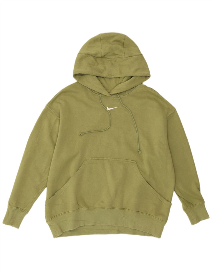 NIKE Pull à capuche surdimensionné pour femme UK 14 Coton vert moyen