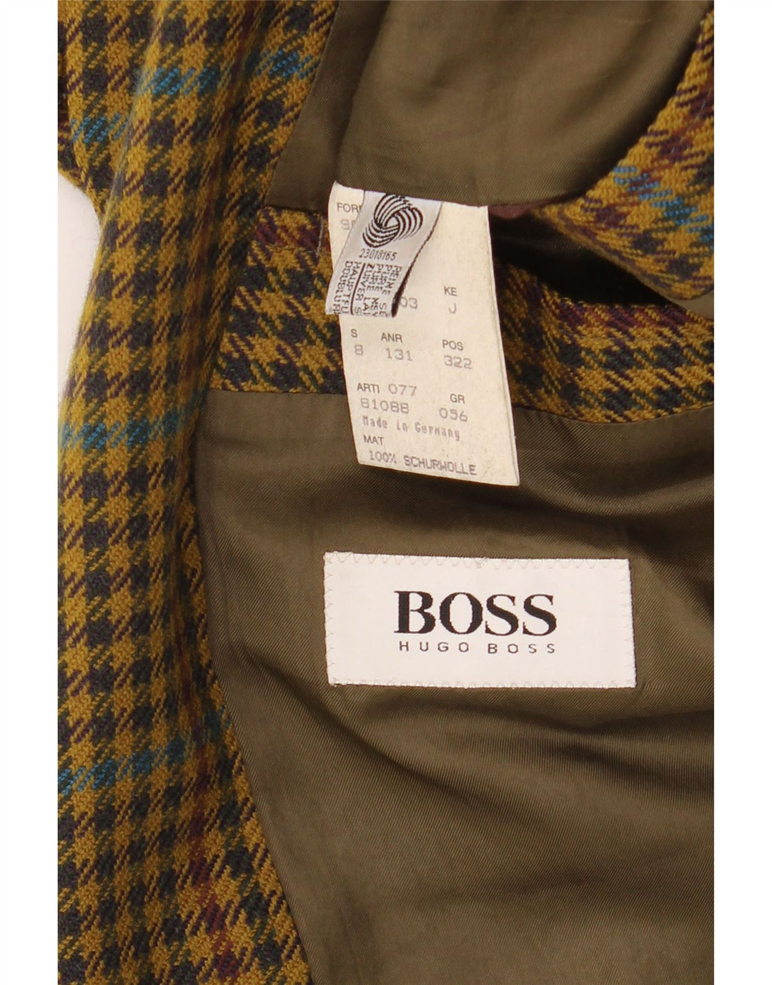HUGO BOSS Veste Blazer 2 Boutons Homme EU 56 3XL Pied-de-Poule Jaune