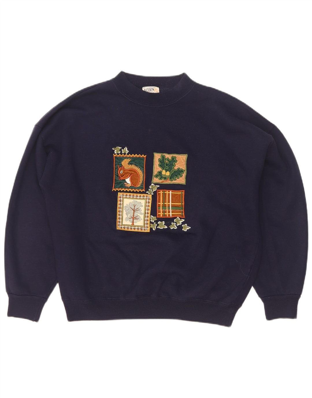 Acorn Sweat-shirt surdimensionné graphique pour femme UK 10 Petit Bleu marine