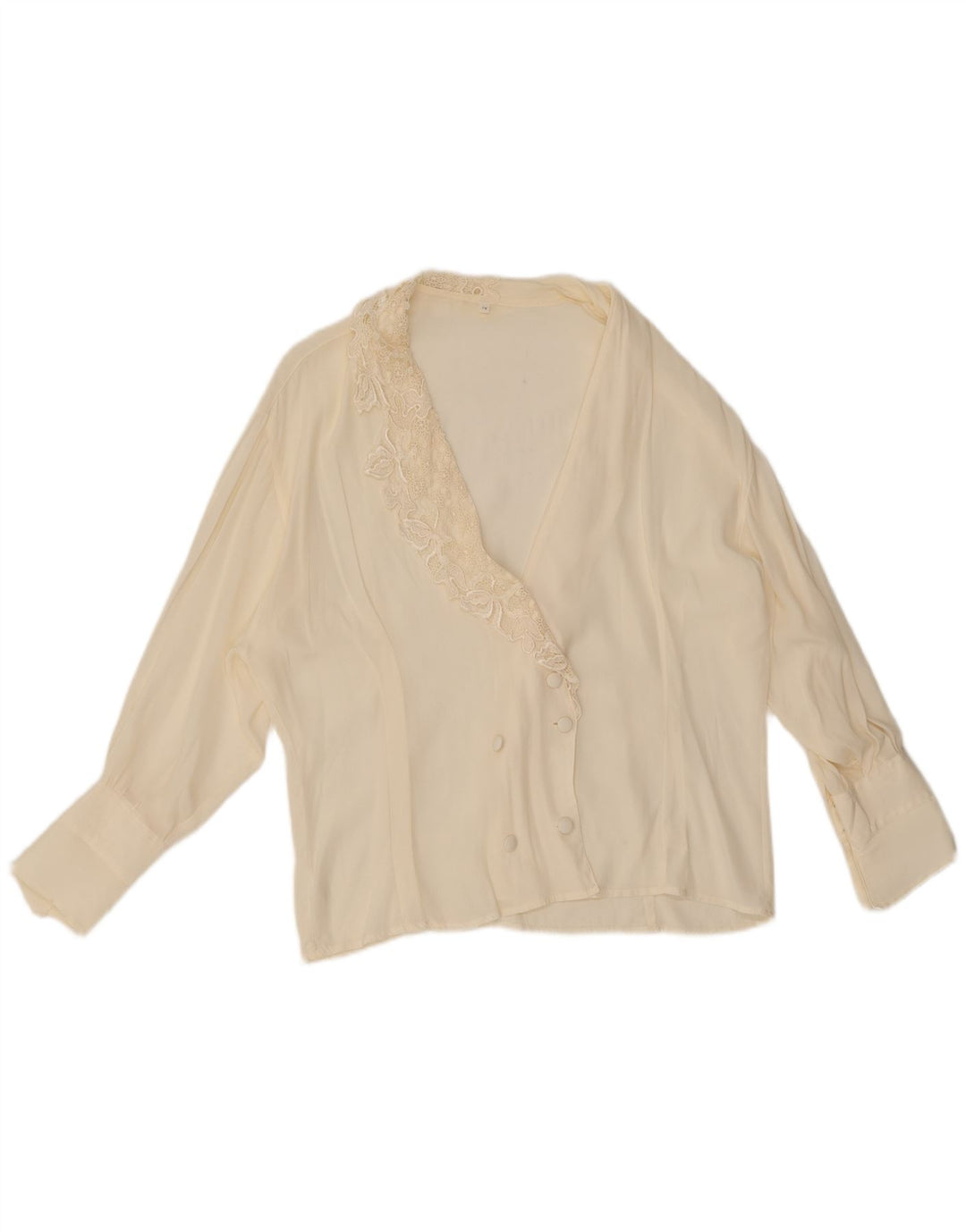 Chemisier chemise femme vintage UK 18 XL Off White Silk