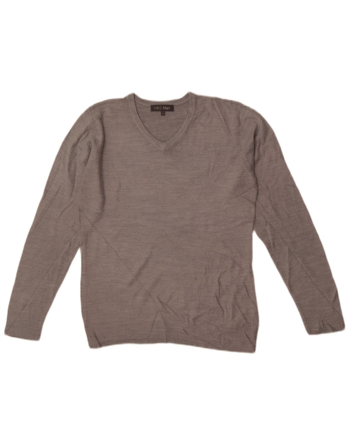 Marks & Spencer Pull col V pour homme Petit Gris Acrylique
