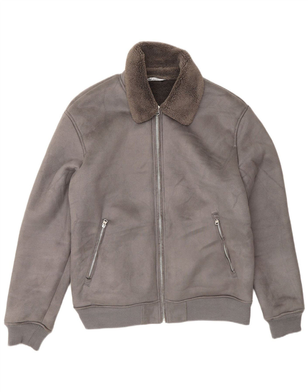 Zara Veste Sherpa Homme UK 42 XL Gris Polyester