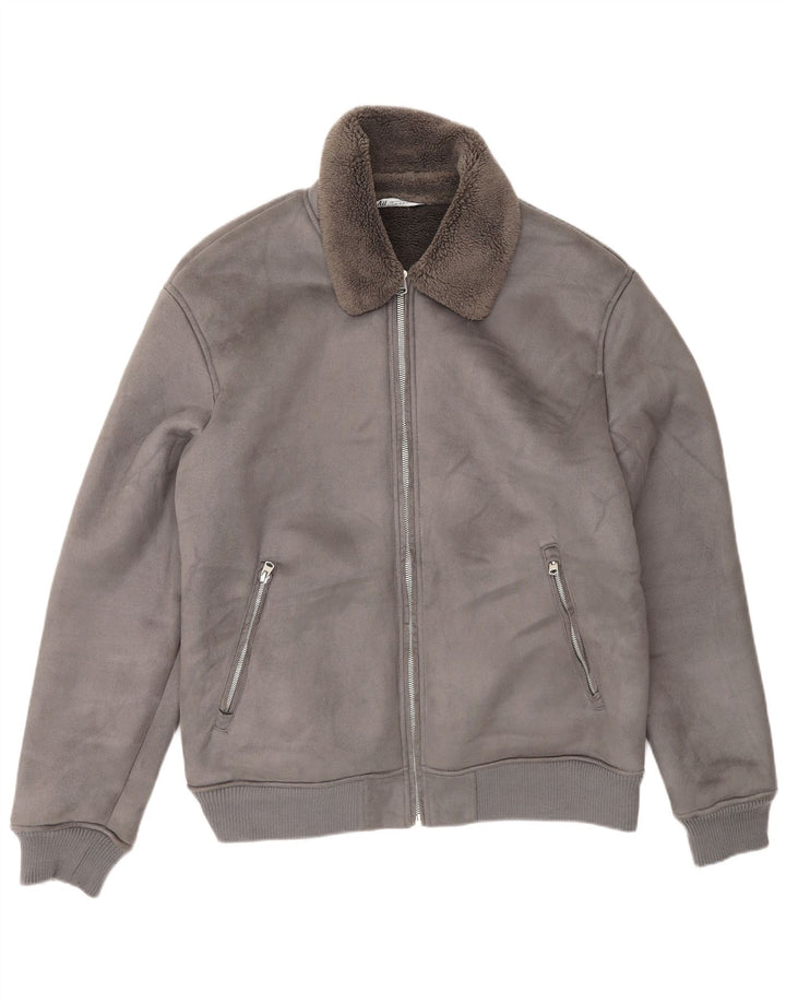 Zara Veste Sherpa Homme UK 42 XL Gris Polyester