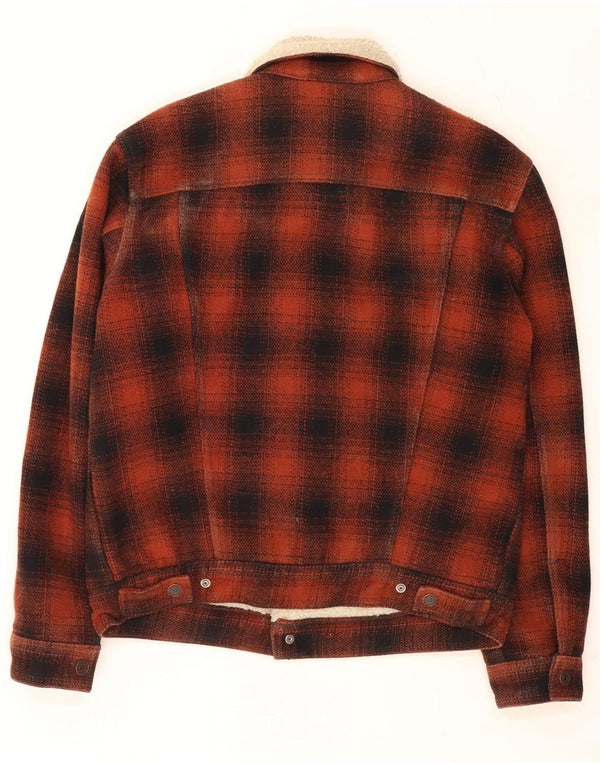 Levi's Veste Sherpa Homme UK 38 Rouge Moyen à Carreaux Polyester