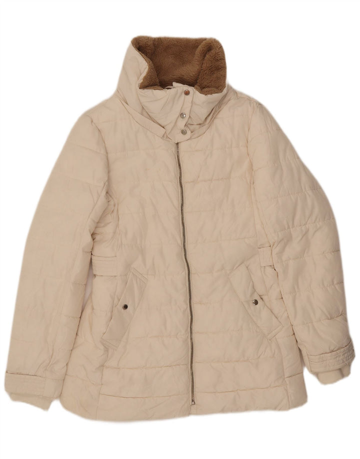Zara Veste matelassée surdimensionnée pour femme UK 10 Petit polyester blanc