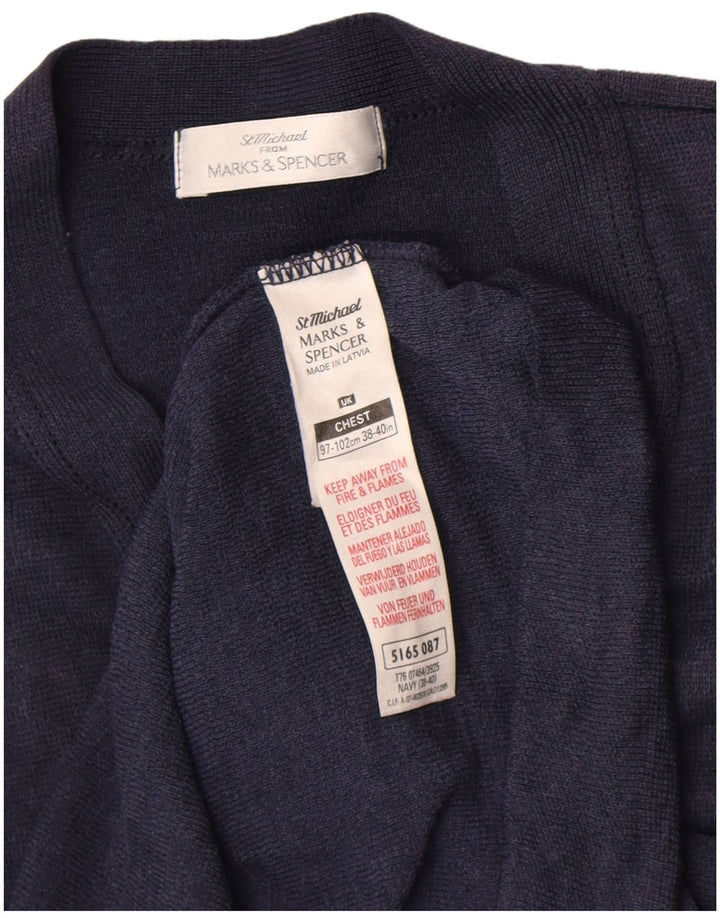 Marks & Spencer Pull Cardigan Femme EU 38/40 Laine Bleu Marine Moyen
