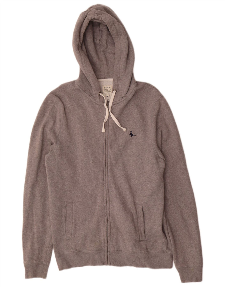 Jack Wills Pull à capuche zippé pour homme en coton moucheté gris moyen
