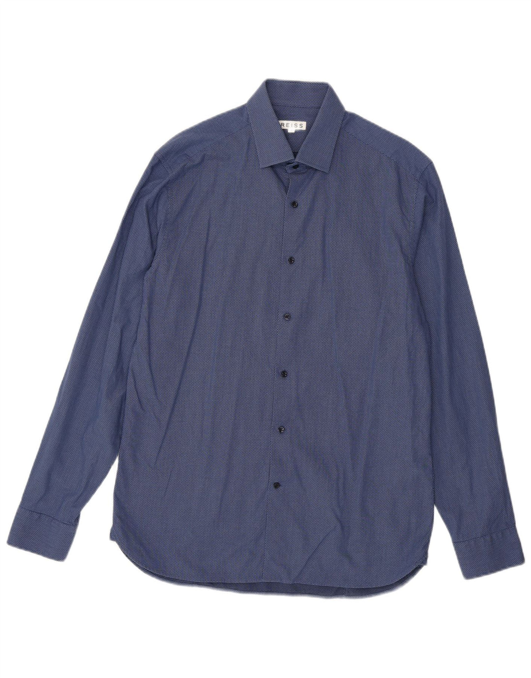 REISS Chemise Homme Large Bleu Marine Pois Coton