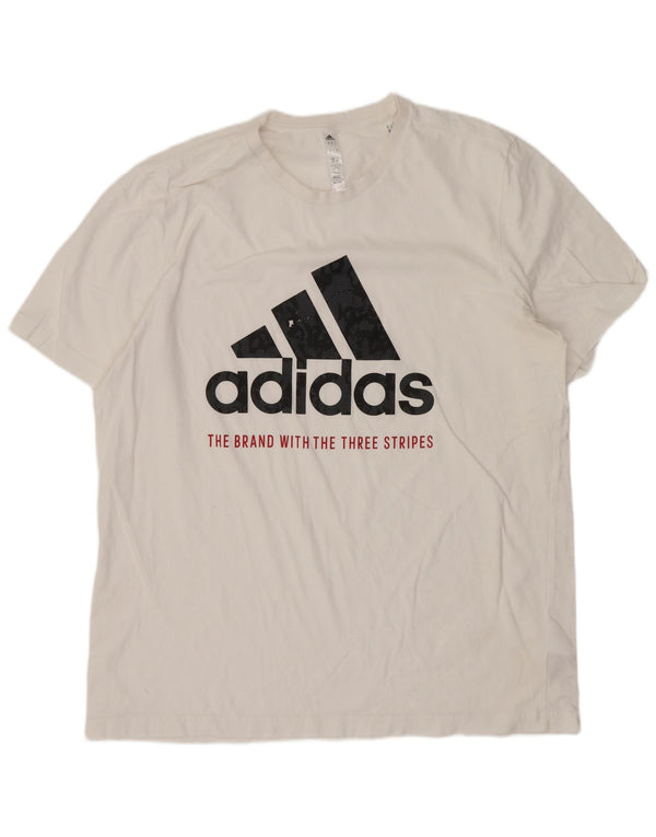 Adidas T-shirt graphique pour hommes, grand, en coton blanc