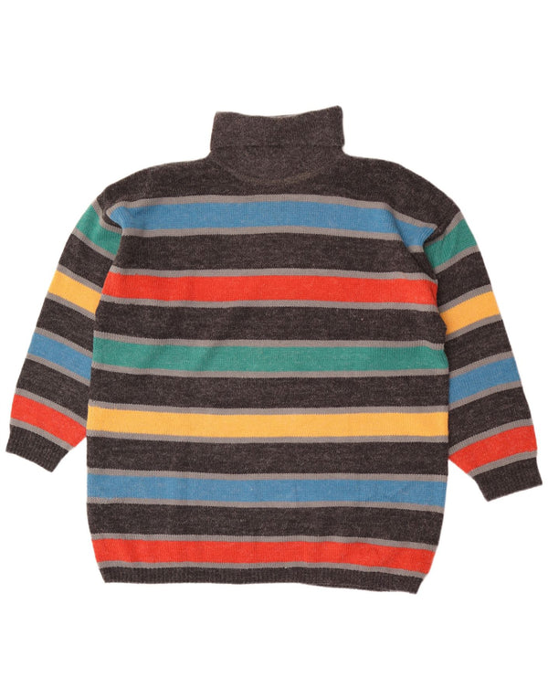 vintage Womens Roll Neck Jumper Pull UK 18 XL Multicolore Rayé