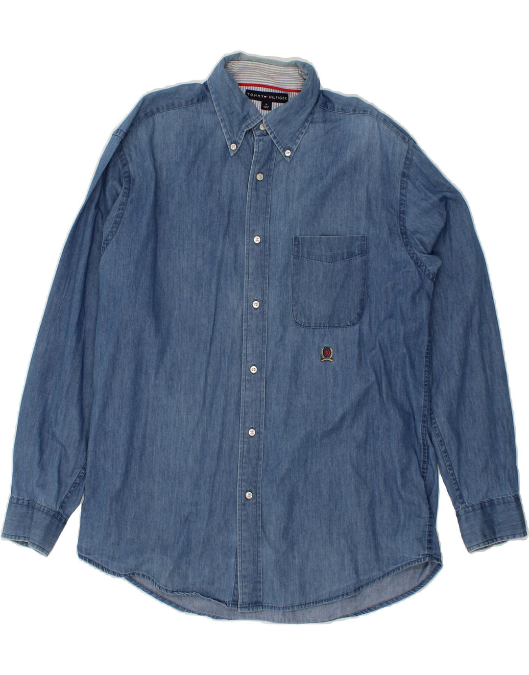 TOMMY HILFIGER Mens Shirt Medium Blue Cotton Vintage Tommy Hilfiger and Second-Hand Tommy Hilfiger from Messina Hembry 