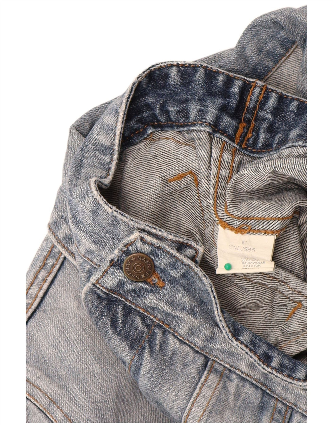 Naf Naf Veste en Jean Femme UK 12 Coton Floral Bleu Moyen