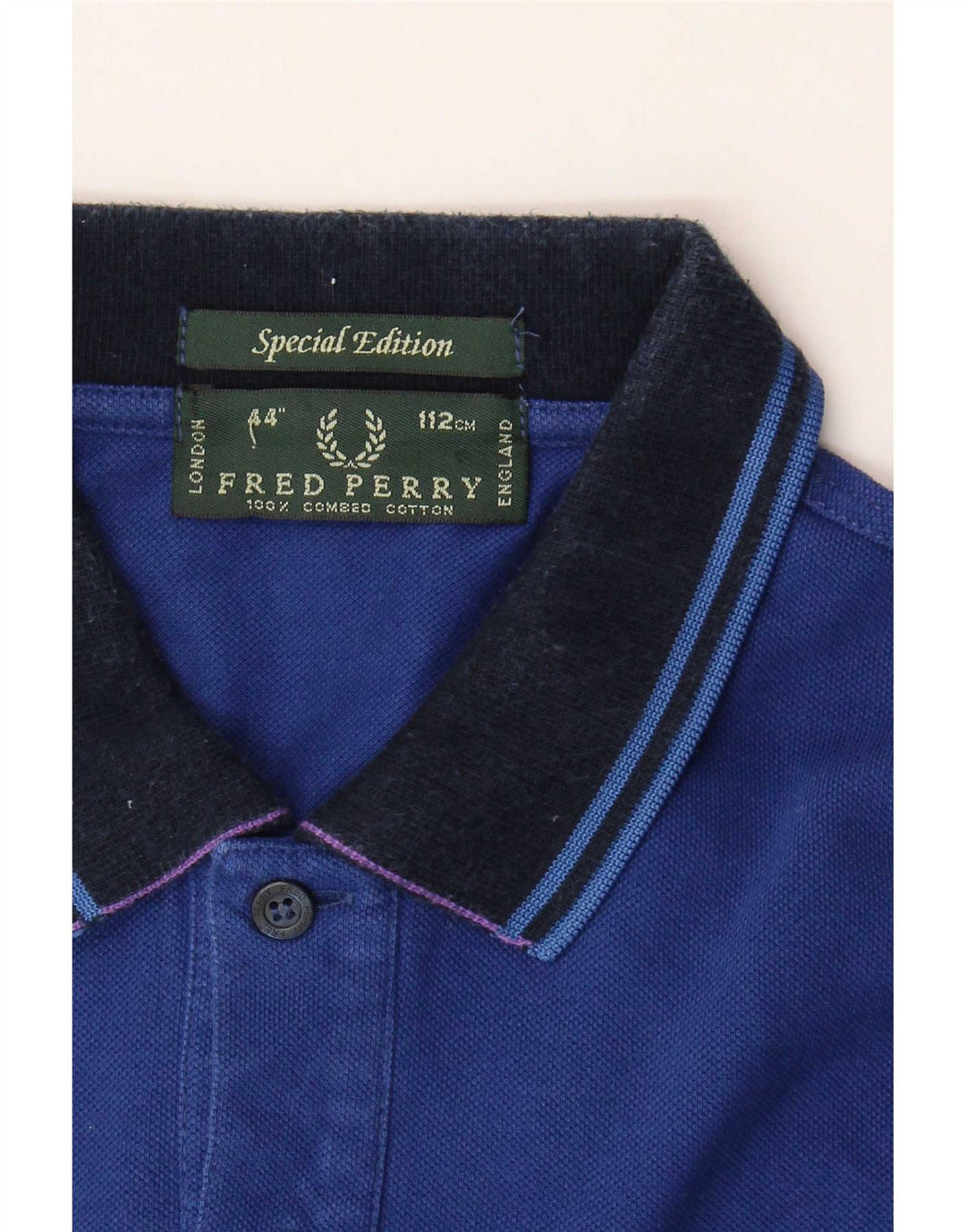 Fred Perry Polo à Manches Longues Homme Bleu Moyen Rayé Coton