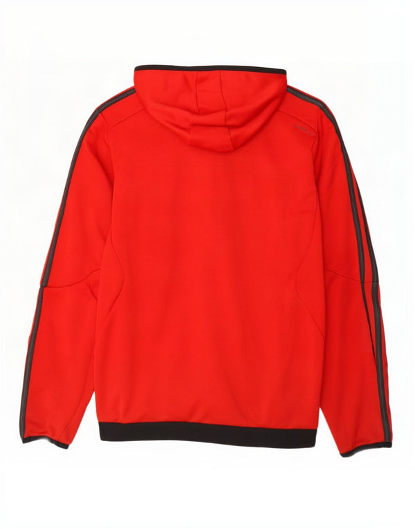 Adidas Pull à capuche zippé Climalite pour homme en polyester color block rouge moyen