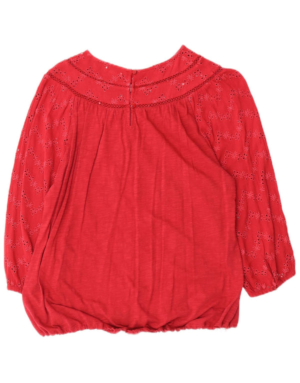 FAT FACE Chemisier à manches 3/4 pour femme UK 14 Grand coton floral rouge
