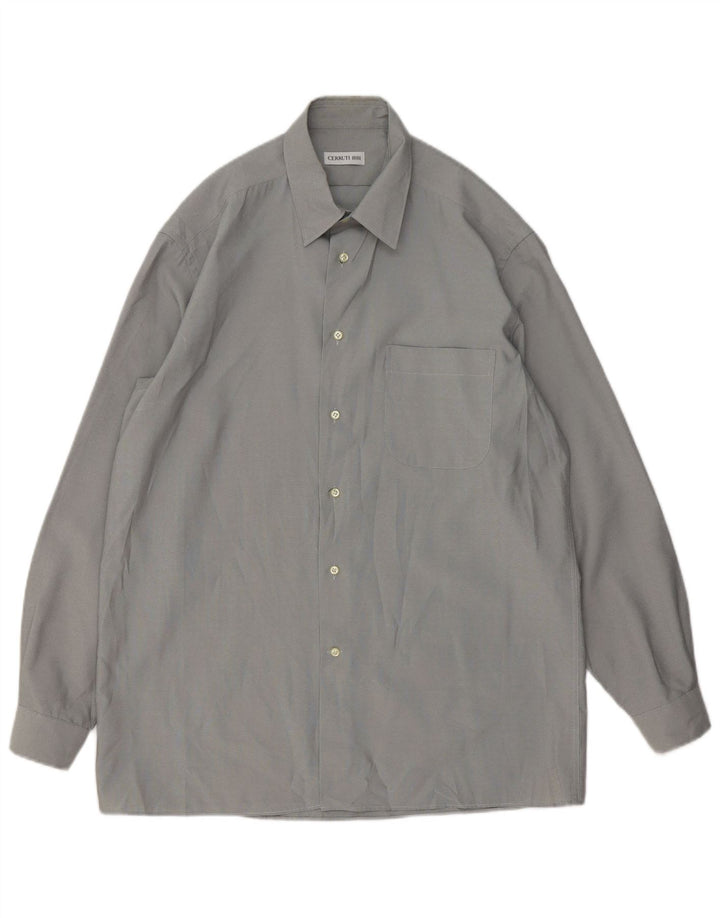 Cerruti 1881 Chemise Homme Taille 40 15 1/2 Polyester Gris Moyen