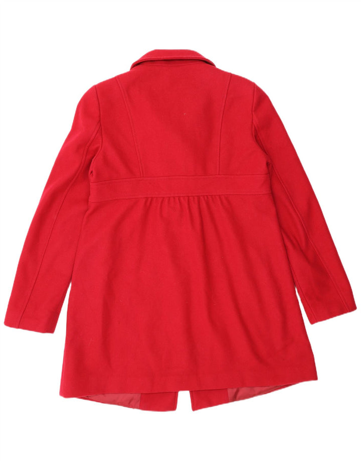 Benetton Manteau Double Boutonnage Femme UK 14 Laine Rouge Moyen