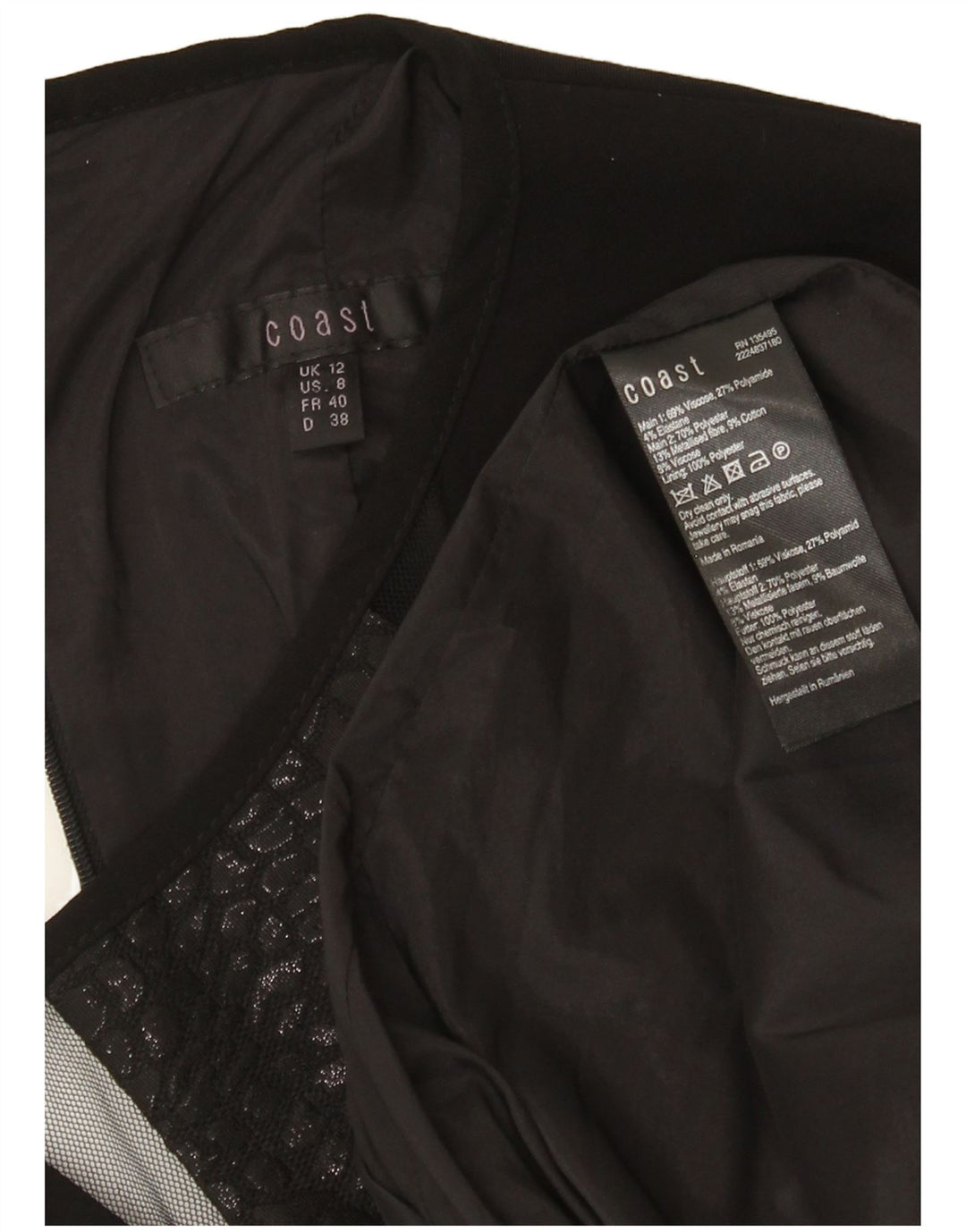 Coast Robe fourreau pour femme UK 42 Medium Noir Viscose