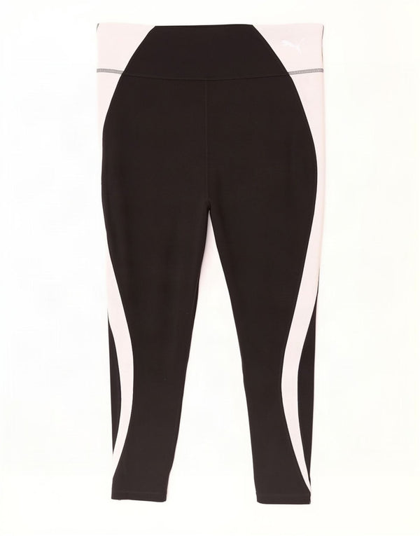 Puma Legging court pour femme UK 46 Large Noir Colorblock Polyester