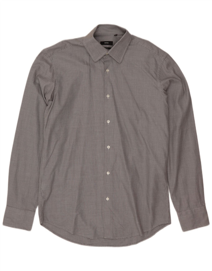 Hugo Boss Chemise Homme Taille 40 15 3/4 Coton tacheté gris moyen