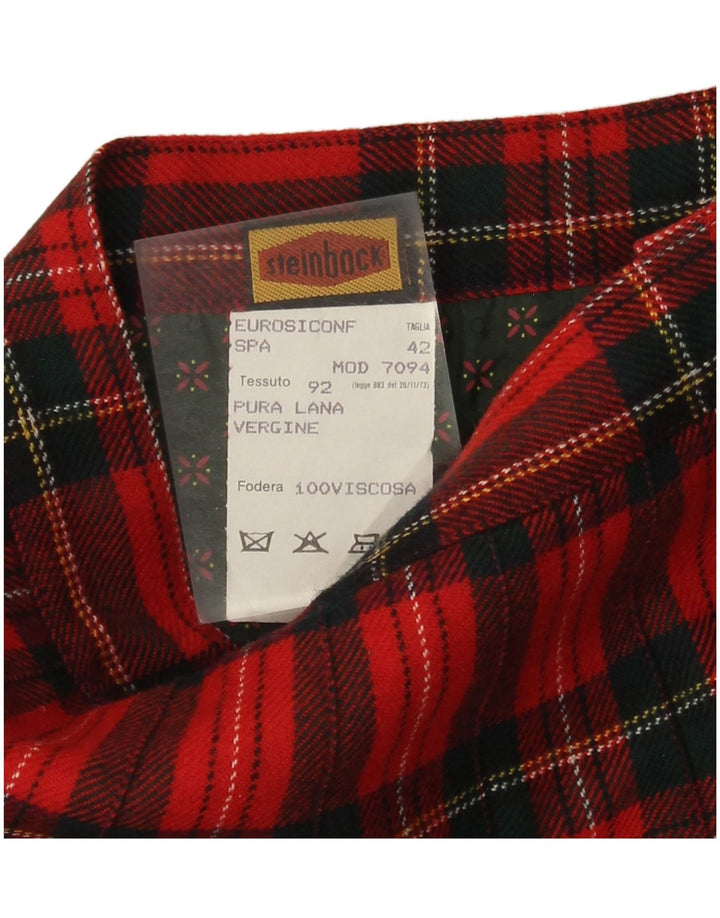 Steinbock Jupe portefeuille taille haute pour femme IT 42 Medium W26 Laine à carreaux rouge