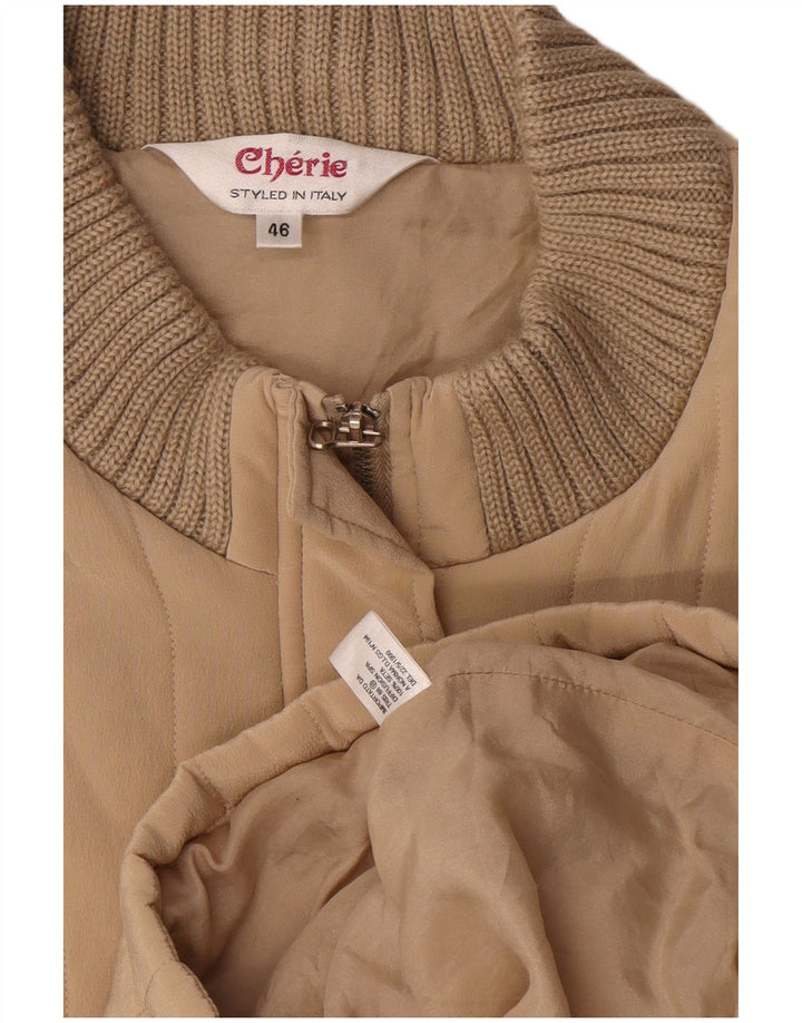 cherie Veste Bomber Femme IT 46 Grande Soie Beige