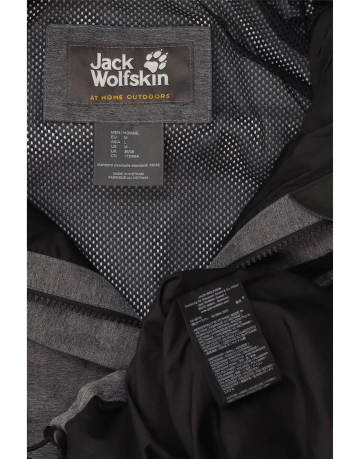 Jack Wolfskin Veste de pluie à capuche pour homme UK 36/38 Gris moyen Polyamide