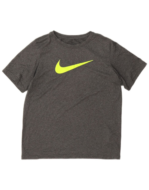 Nike T-shirt graphique Dri Fit pour femme UK 18 XL Gris Polyester