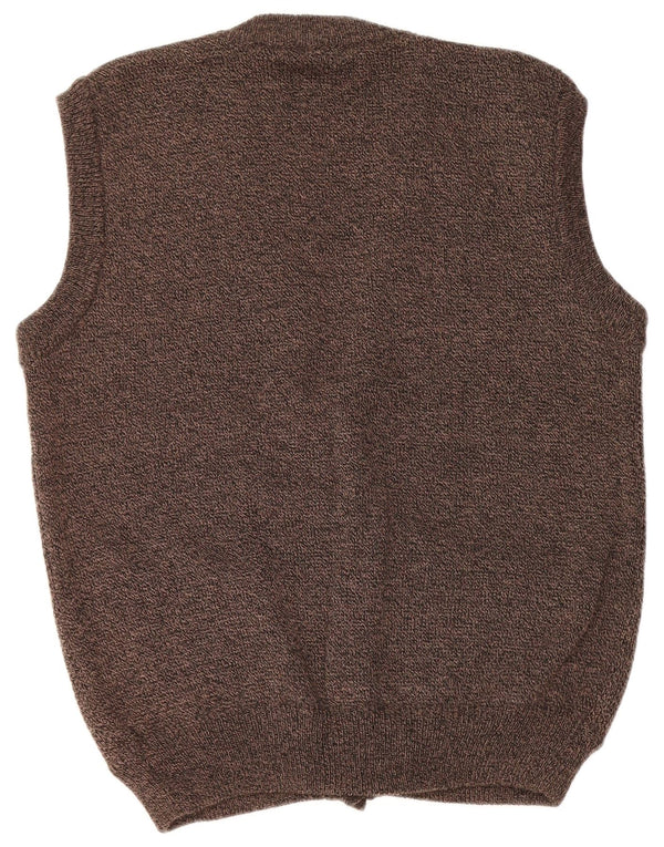 VINTAGE Cardigan sans manches pour homme Marron moyen Fair Isle