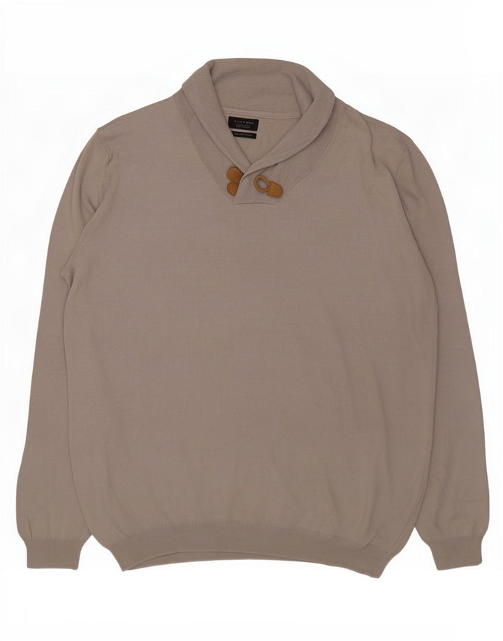 Zara Homme Pull Col Châle Pull Large Gris Coton