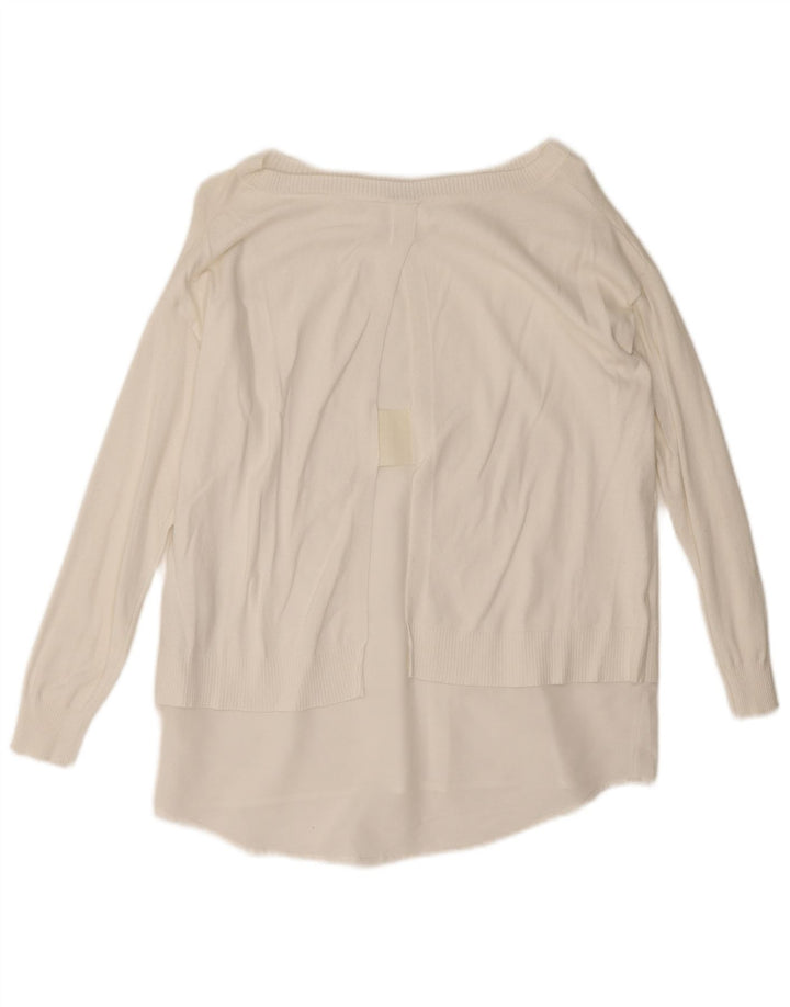 Marella Pull col bateau pour femme UK 12 Viscose blanc moyen
