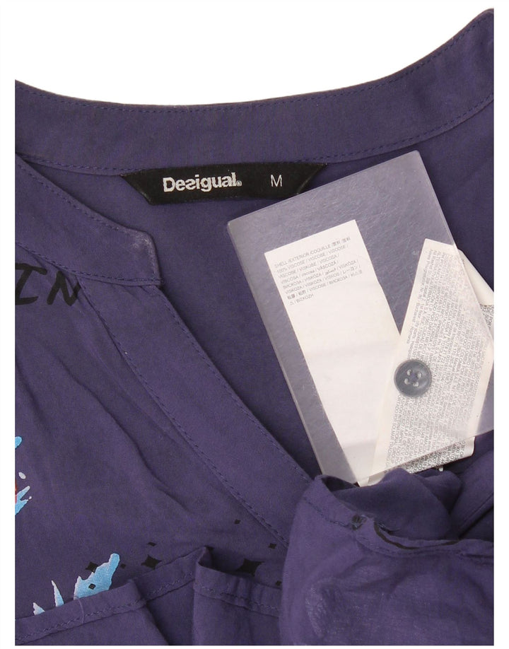 Desigual Chemise Pull Femme UK 14 Medium Bleu Marine Floral Viscose