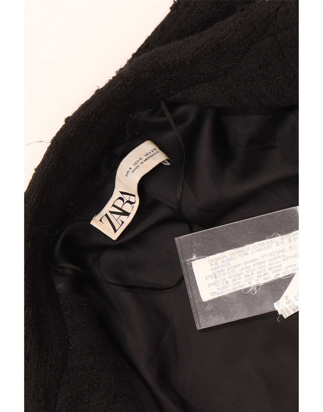Zara Veste blazer à double boutonnage pour homme UK 36 Petit polyester moucheté noir